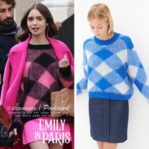 Sandro Sparks Wide Plaid Mohair Sweater ALT ASO Emily in Paris / Taylor Swift